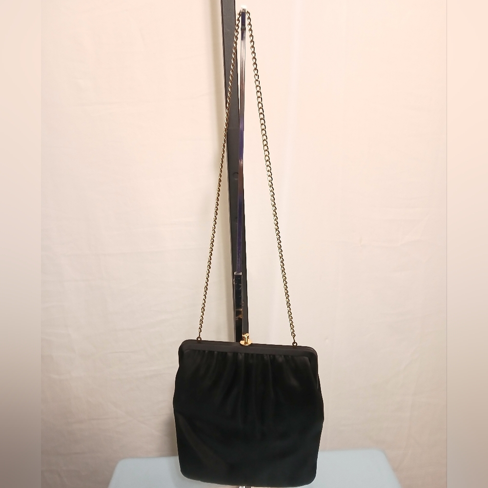 Black Nylon Sateen Shoulder Bag